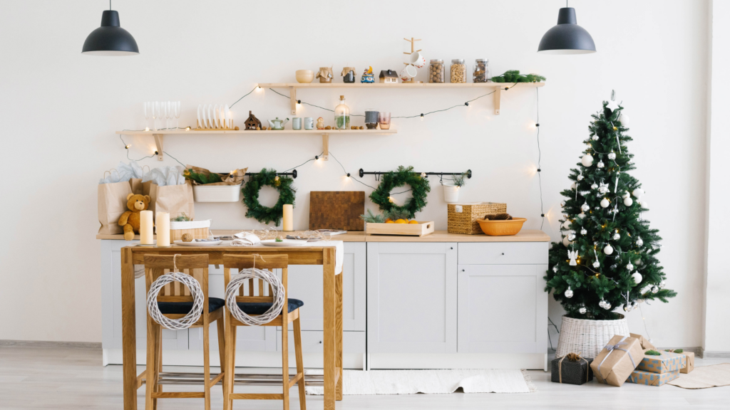 Kitchen with Christmas decor